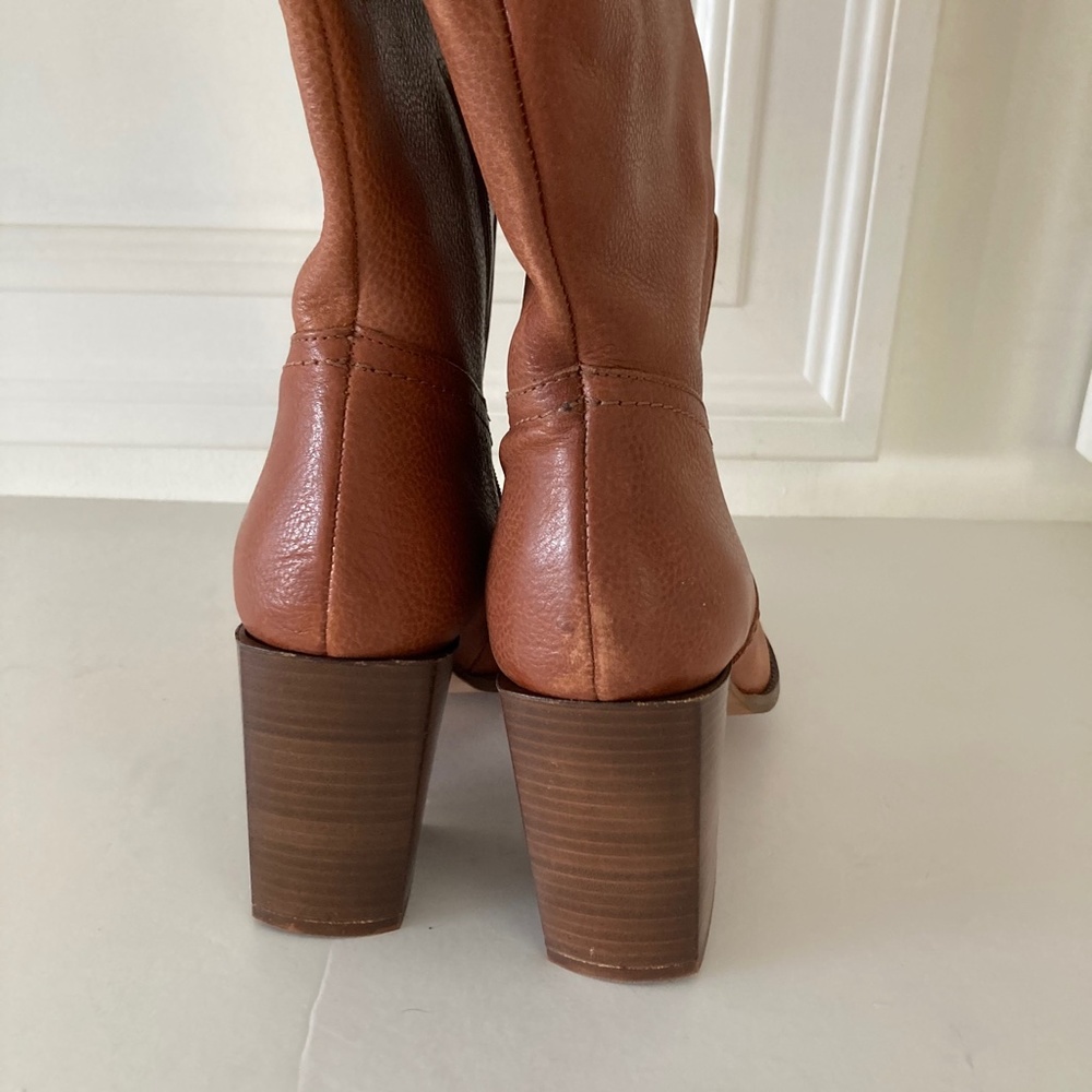 NWOT Free People Riley Tall Slouch Brown Leather Boots Sz 40/37 - Picture 4 of 7